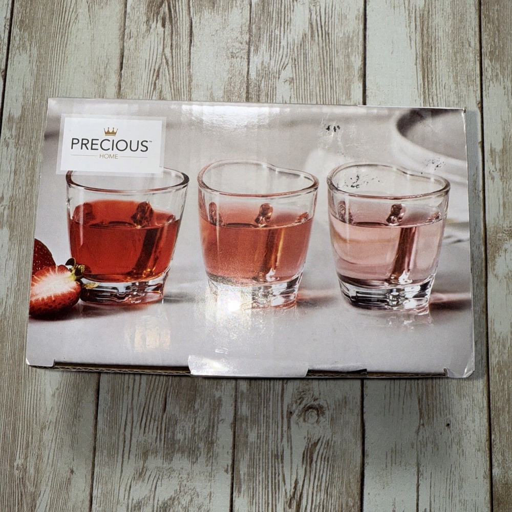 Precious Home Heart Shape Glass Shooters Shot Glasses- 50ML/1.7oz Set Of‎ 6 New